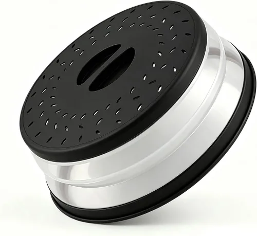 Vista 29 de Cubierta plegable para salpicaduras de microondas, cubierta para platos de microondas con ventilación de vapor, silicona y plástico sin BPA