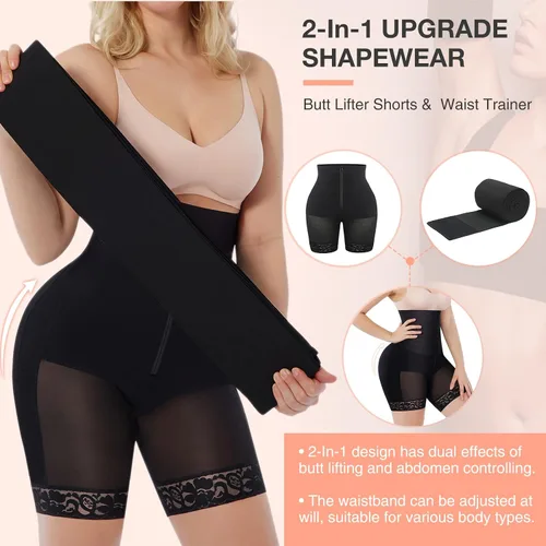 Vista 2 de FeelinGirl Faja moldeadora para mujer con control de abdomen, moldeador de glúteos, pantalones cortos más delgados con envoltura de cintura extraíble