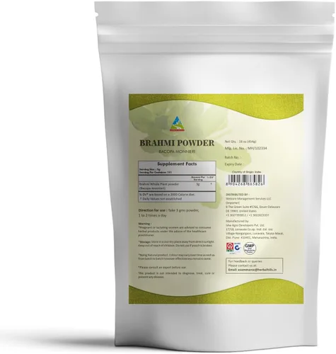Vista 2 de HERBAL HILLS Brahmi Powder Bacopa Monnieri Cuidado del Cabello 1 libra 16 oz Paquete de 1 (16 onzas paquete de 1)