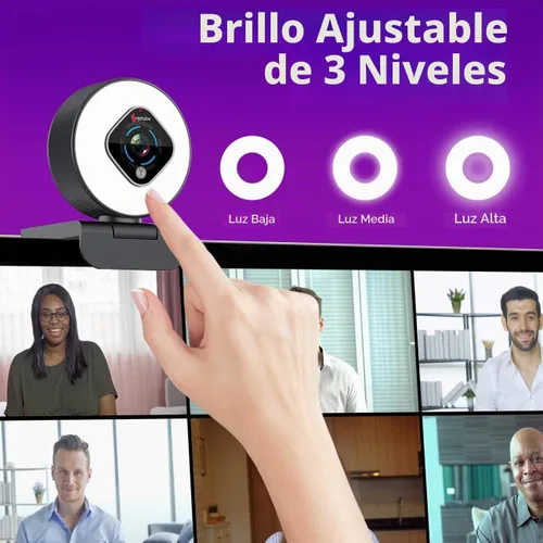 Vista 2 de Angetube Cámara web de transmisión 1080P con luz de anillo, cámara web FHD
