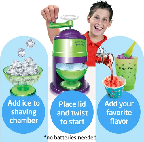 Vista 3 de Small World Toys Máquina de cono de nieve para niños, máquina de hielo afeitado súper granizado, máquina de cono de nieve apta para niños con tazas