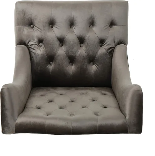 Vista 9 de Sillón decorativo de respaldo alto, forrado de tela, de Clarice, Terciopelo Gris