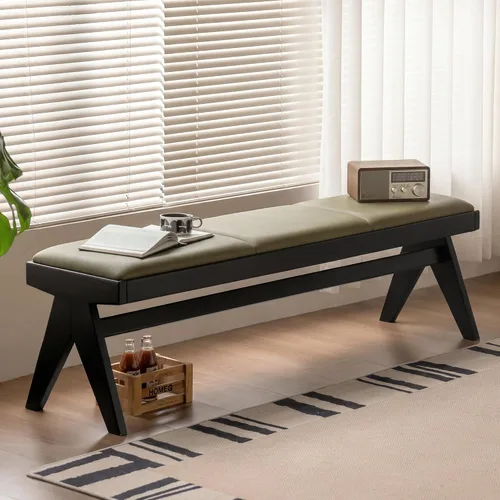 Vista 21 de Banco de comedor 100% roble macizo, banco de madera para el extremo de la cama con esquinas redondeadas, bancos de entrada para entrada, pasillo
