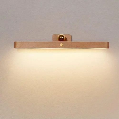 Vista 8 de Barra de luz de espejo de madera con soporte magnético para baño (paquete de 1) Rechargeable USB C,3-level dimming vanity light,touch control for
