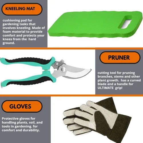 Vista 7 de Herramientas de jardinería - Herramientas de jardín de acero inoxidable regalos de jardinería para mujeres pala paleta tenedor rastrillo guantes