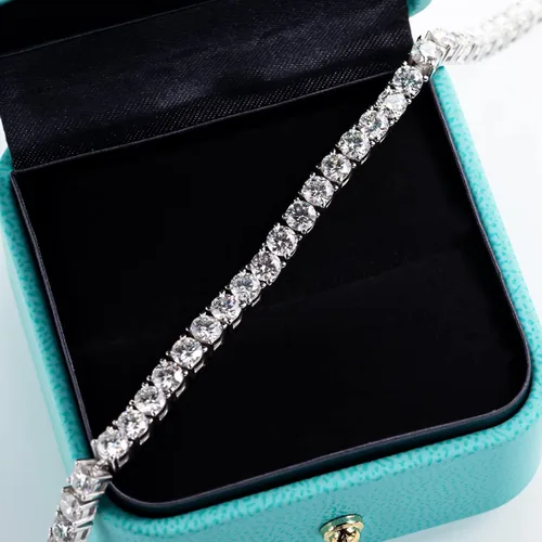 Vista 3 de AnuClub 11.1CT-32CT Moissanite Tennis Bracelet 925 Sterling Silver Round Cut 4MM6.5MM D Color VVS1 Moissanites Classic Bracelets for Women Men