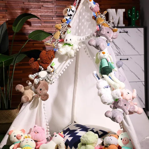 Vista 5 de Yalikop 2 unidades de cadena de almacenamiento de animales de peluche colgante organizador de animales de peluche con 40 clips de plástico de 79