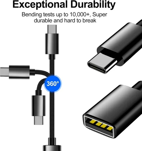 Vista 5 de xiwxi Paquete de 4 USB-C a USB-A y USB-A a USB-C Cable OTG, tipo C tipo A macho hembra adaptador SuperSpeed de transferencia de datos y carga rápida
