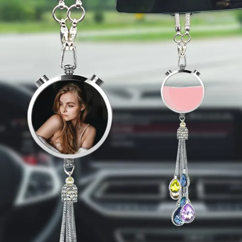Vista 19 de AIFLM Adornos Personalizados de Foto de Cristal para Colgar en Coche Adornos Personalizados Estéticos para Espejo Adornos Personalizados
