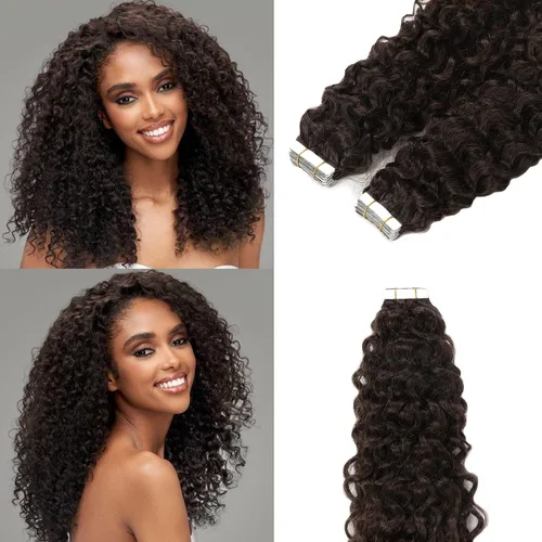 Vista 26 de Extensiones de cabello humano con micro anillo, lacio, rizado, color negro natural, largo microenlaces, extensiones de cabello humano para personas