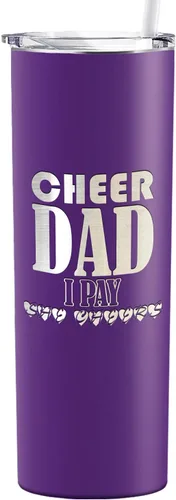 Vista 18 de Cheer Dad I Pay She Cheers - Vaso de acero inoxidable con tapa aislada, color negro