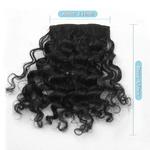 Vista 2 de Shinon Flequillo rizado de cabello humano con clip, extensiones de cabello real 10 A, color negro