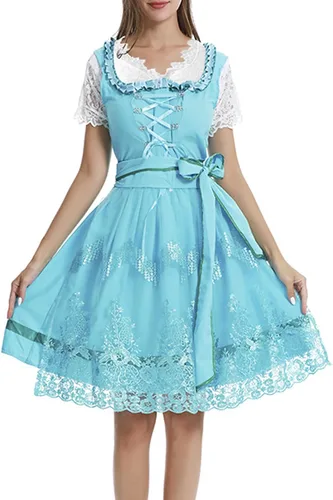 Vista 2 de QIGUANDZ Vestido de Oktoberfest para mujer, 3 piezas, vestido de tirolesa alemana, talla grande, disfraz para carnaval bávaro y Halloween
