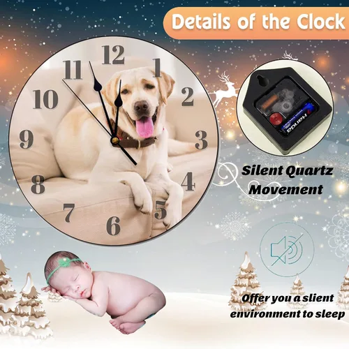 Vista 3 de Labrador Retriever - Reloj de pared de madera silencioso y sin tictac para perro en el sofá, funciona con pilas, decoración de pared para sala