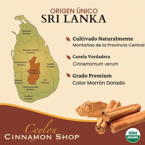 Vista 5 de Ceylon Cinnamon Shop Suplemento orgánico de canela de Ceilán (100% certificado), 90 cápsulas Premium Grade, True Sri Lankan Variety, Cinnamomum