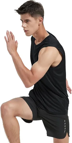 Vista 6 de MIER Camisetas de natación sin mangas UPF 50+ para hombre, secado rápido, para correr, con protección UV