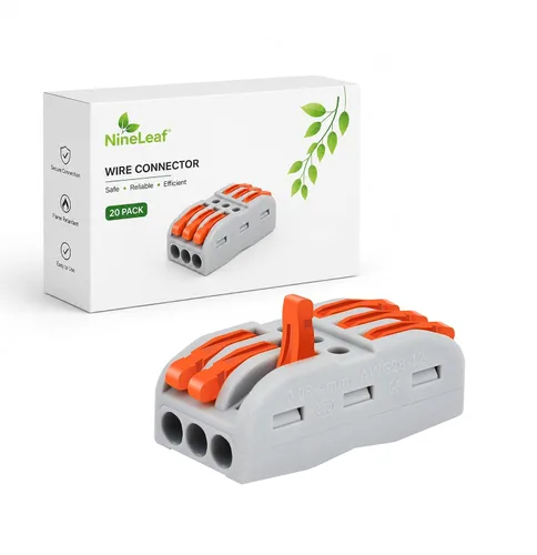Vista 34 de Nineleaf Conectores de cable, conectores de cable eléctrico rápido de empuje, 32A 600 voltios, empalmes en línea de 2/3 circuitos, 28 a 12 awg, 2