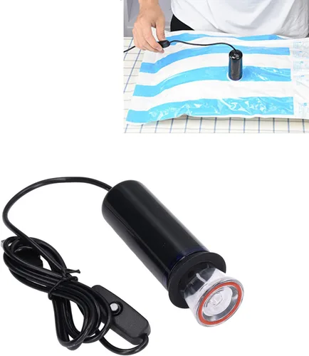 Vista 5 de Bomba de aire portátil, bomba de colchón de aire eléctrica con 2 boquillas y bolsa de almacenamiento, inflador portátil para flotadores de piscina