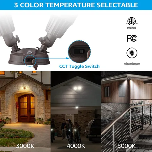 Vista 2 de Luces nocturnas reflectoras LED / Luces de seguridad LED para exteriores, LHSCT-20WR50PS-BRZ, 20.0watts, 120.00 volts