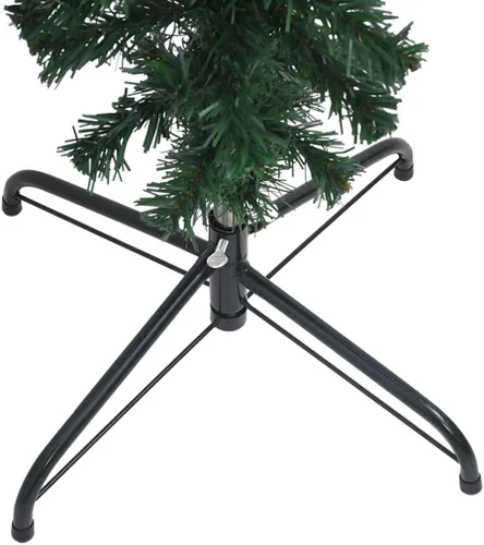 Vista 4 de Árbol de Navidad artificial verde al revés de 5 pies con 150 luces LED y bolas de Navidad doradas, árbol de Navidad artificial completo