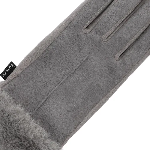 Vista 3 de isotoner Women's Water Repellent Touchscreen Stretch Mya Faux Fur Cuff Gloves Ceniza