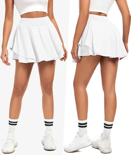 Vista 3 de IUGA Faldas de tenis para mujer con bolsillos, pantalones cortos atléticos para golf, faldas para mujer, de cintura alta, para correr, entrenamiento