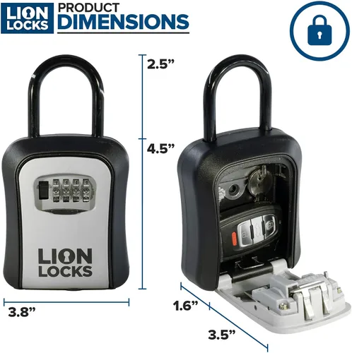 Vista 4 de Caja de bloqueo de llaves con código, caja de bloqueo de combinación de 4 dígitos para llaves al aire libre, portátil, impermeable, caja de bloqueo