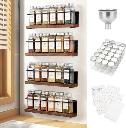 Vista 8 de Paquete de 2 Organizador de Especiero Magnético Fuerte para Refrigerador y Horno de Microondas, Estante de Metal para Refrigerador, Ahorrador