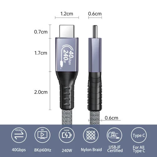 Vista 7 de QCEs Cable USB C corto de 1 pie 40 Gbps USB 4 cable para transferencia de datos de alta velocidad Thunderbolt 4, pantalla de monitor 8K60Hz, carga