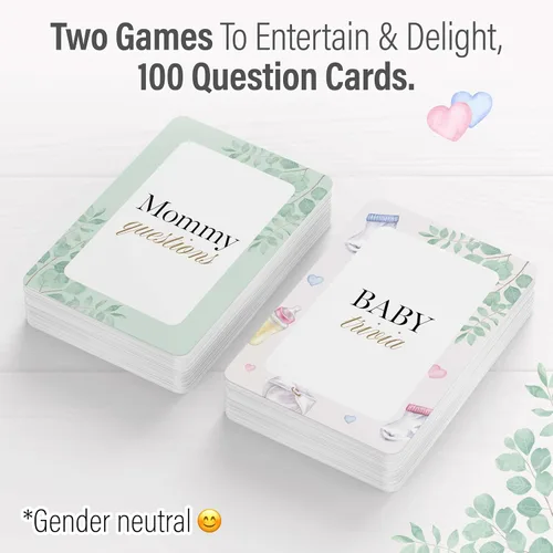 Vista 4 de Juegos de Baby Shower - Tarjetas de preguntas y predicciones para mamás, juegos de revelación de género para niños o niñas, género neutro