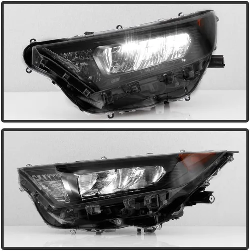 Vista 5 de ACANII - Para [estilo sin proyector] 2019-2021 Toyota RAV4 bisel negro LED faros delanteros montaje izquierda + derecha par