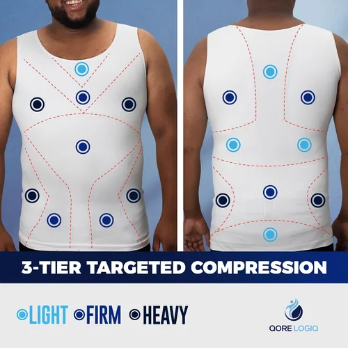 Vista 5 de QORE LOGIQ Camisas de compresión de ginecomastia para hombres, camiseta sin mangas adelgazante, moldeador de cuerpo, fajas para hombres, sujetador