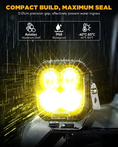 Vista 5 de Auxbeam Luces LED RGB en Cápsula de 3 Pulgadas, 7 Retroiluminación de Ciclo de Gradiente Dinámico, Combo Spot Flood de 116W, Luz de Conducción