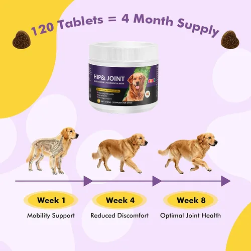 Vista 5 de Masticables de apoyo para cadera y articulaciones para perros, glucosamina condroitina MSM, 120
