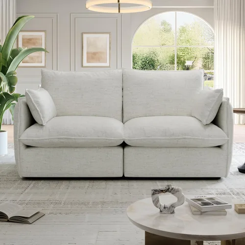 Vista 49 de Sofás modulares de 69.2 pulgadas para sala de estar, respaldo alto impermeable, sofá modular con relleno de plumón, sofá biplaza convertible