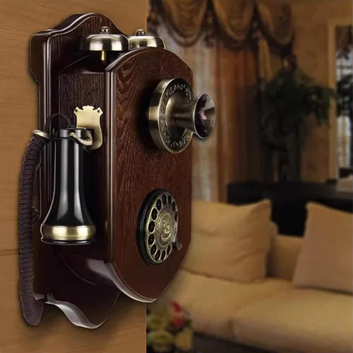 Vista 3 de Teléfonos retro de pared para teléfono fijo, teléfono vintage montado en la pared, teléfono de montaje en pared giratorio, teléfono antiguo clásico