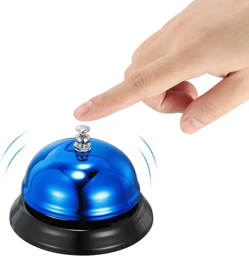 Vista 4 de uxcell Campana de escritorio, 3.346 in (3.35 pulgadas) para restaurantes, servicio, azul
