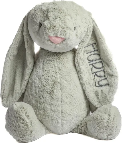 Vista 8 de Conejo de peluche súper suave personalizado - Juguetes de animal de peluche para niños - Regalo personalizado con nombre bordado en la oreja