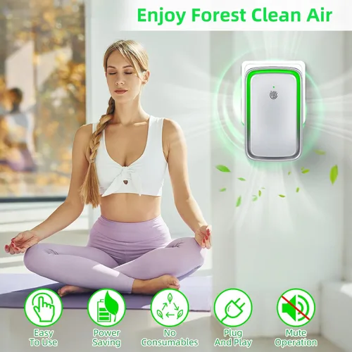Vista 2 de Purificadores de aire enchufables mejorados, eliminador de olores para el hogar con generador de iones negativos, ionizadores de aire para ácaros