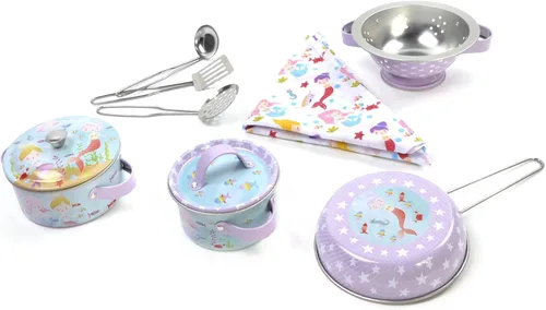 Vista 9 de Floss & Rock Mermaid Chef's Kitchen Set - Juego de cocina en miniatura de 10 piezas en estuche redondo