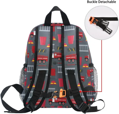 Vista 5 de Mochilas personalizadas para niños, Camión de bomberos, Mochilas Daypack