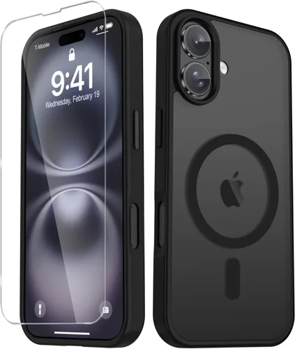 Vista 185 de Funda para Google Pixel 10 Pro XL, cubierta magnética mate, color negro Fit for MagSafe, Screen Protector included, Shockproof Military Grade