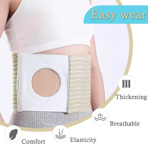 Vista 5 de Cinturón de ostomía para hernia y ostomía, cinturón de soporte abdominal para hombres y mujeres (mediano)