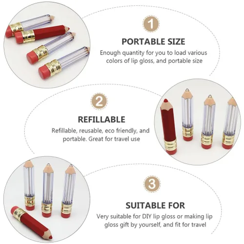Vista 7 de DOITOOL 20 unidades de mini recipientes vacíos de brillo de labios reutilizables transparentes en forma de lápiz vacío para brillo de labios frascos