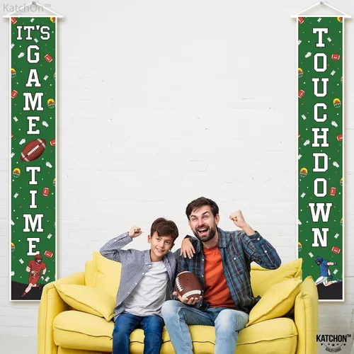 Vista 7 de KatchOn, XtraLarge - Cartel de fútbol para porche, 72 x 12 pulgadas, decoración de fiesta de fútbol, pancarta de bienvenida de fútbol de touchdown