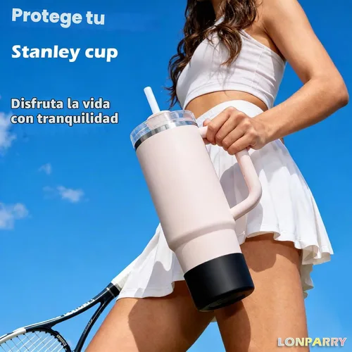 Vista 7 de Paquete de 2 botas de silicona para Stanley Cup 30oz 40oz y Stanley IceFlow Negro (Clear+Black)
