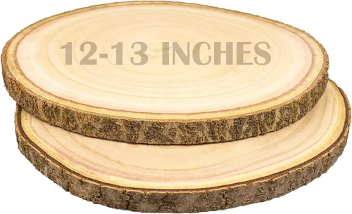 Vista 8 de 2 piezas de rodajas de madera grandes para centros de mesa de 11-12 pulgadas, rodajas redondas de madera para decoración de mesas, círculos