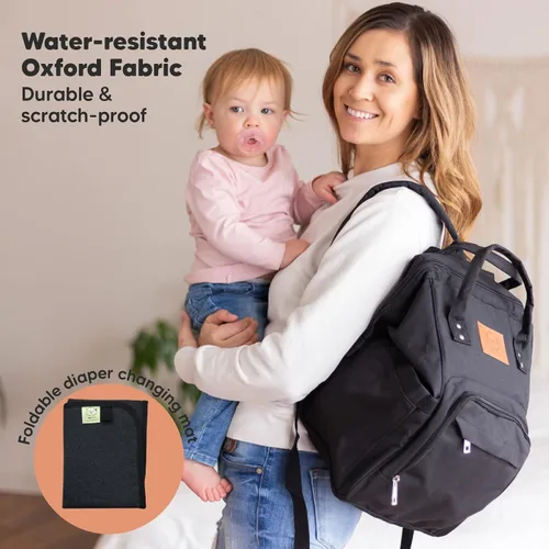 Vista 4 de KeaBabies Mochila para pañales y cambiador de pañales portátil, bolsas de viaje para bebés multifuncionales a prueba de agua, tapete cambiador