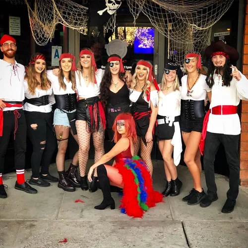 Vista 6 de JeVenis Disfraz de pirata para mujer, disfraz de pirata para adultos, disfraz de fiesta de pirata, festival de música, disfraz de Halloween, vestido