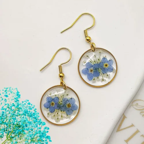 Vista 13 de Pendientes de flores prensadas hechos a mano para mujer